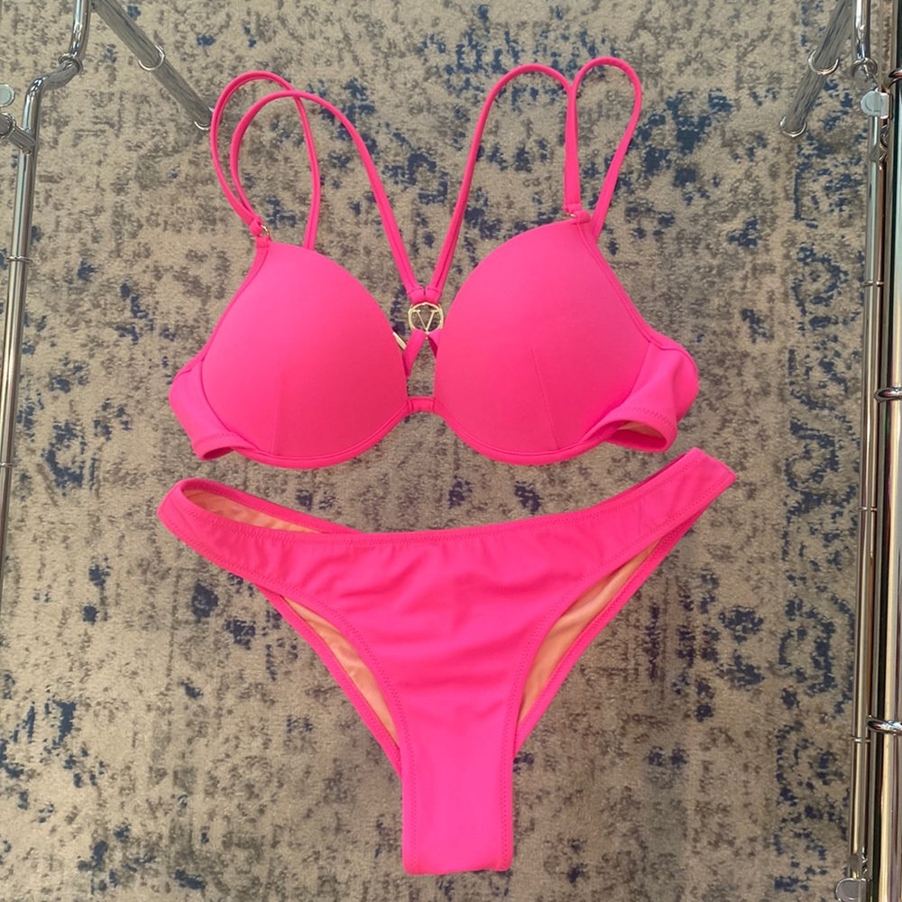Victoria's Secret Hot Pink Push-Up Bikini Set